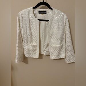 Karl Lagerfeld Cream Textured Women's Blazer